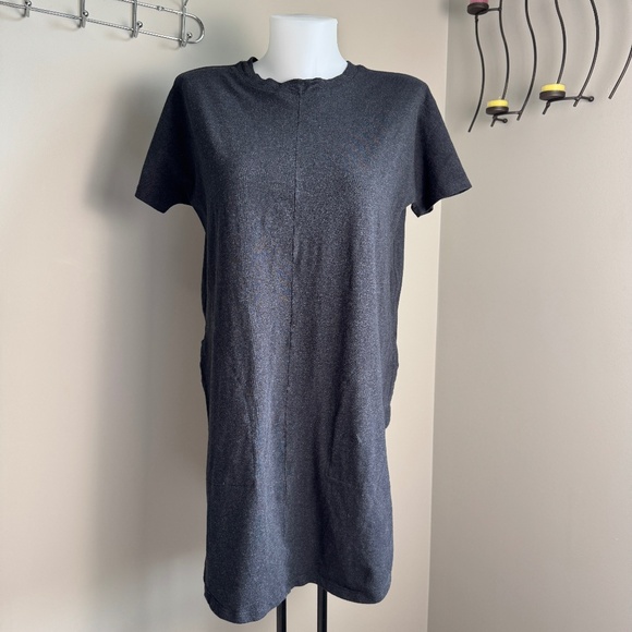 Kit &‎ Ace Women's Cotton Blend T-Shirt Dress Charcoal Gray 2 Pockets Cashmere - Picture 1 of 15